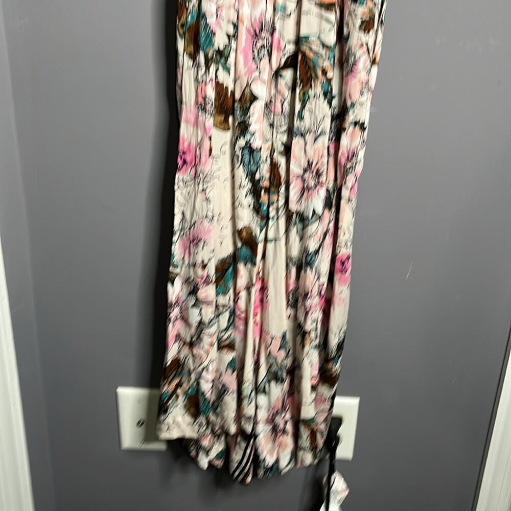 Plenty by Tracy Reese Pink Floral Wide Leg Jumpsuit Exposed Zipper 10 - Picture 8 of 11